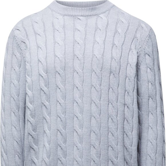 NWT Vallier Dalston 100% Merino Wool Cable Knit Sweater -Unisex, Heather Grey, M - Picture 2 of 5
